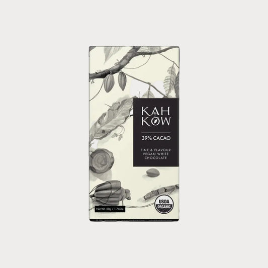 Bar of Kah Kow 39% Cacao Vegan White Chocolate.